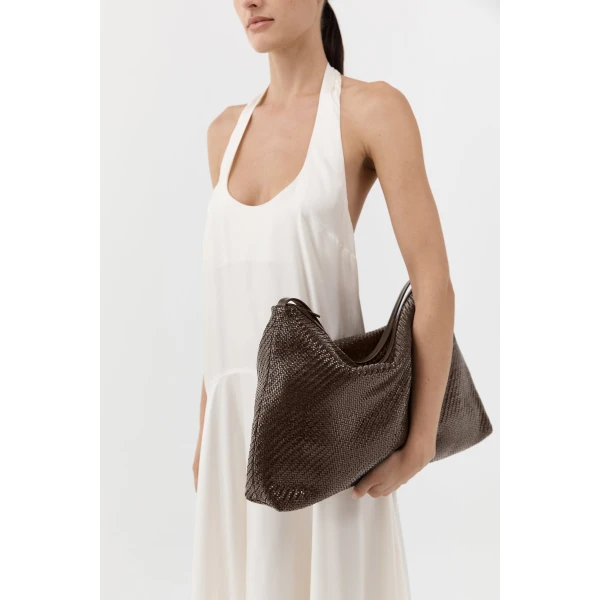 St. Agni Woven Hobo Bag in Coffee, view 3