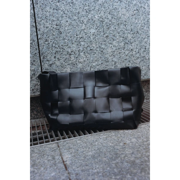 St. Agni Woven Large Tote in Black, view 6