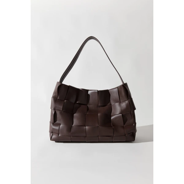St. Agni Woven Large Tote in Chocolate, view 2