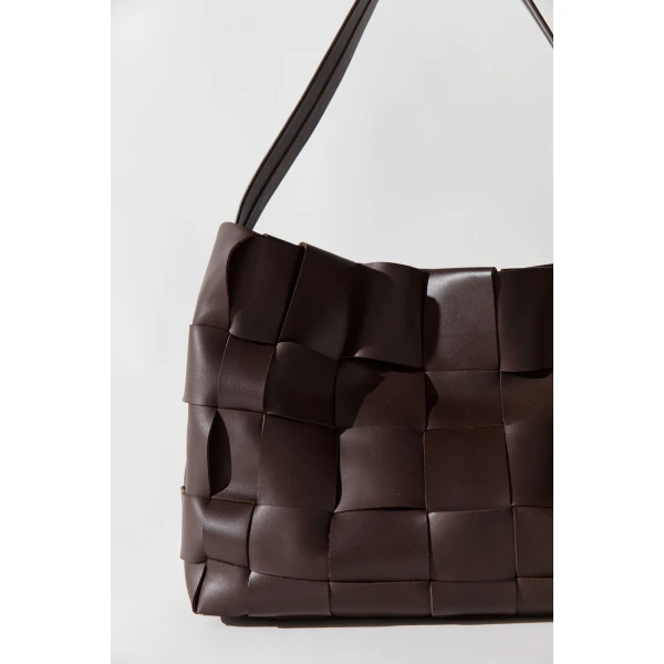 St. Agni Woven Large Tote in Chocolate, view 5
