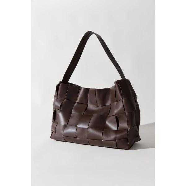 St. Agni Woven Large Tote in Chocolate, view 6