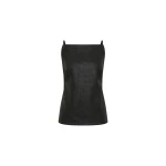St. Agni Woven Leather Square Neck Top in Black