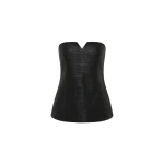 St. Agni Woven Leather Strapless Bodice in Black