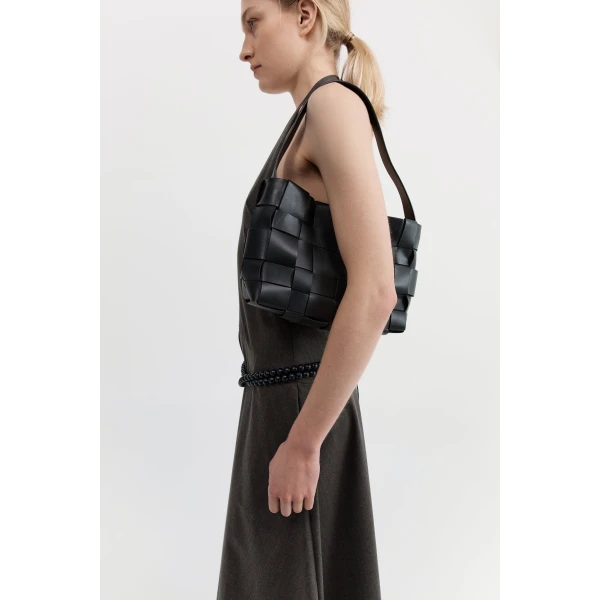 St. Agni Woven Mini Tote in Black, view 3