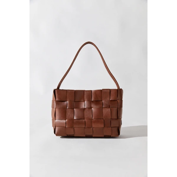 St. Agni Woven Mini Tote in Chestnut, view 2