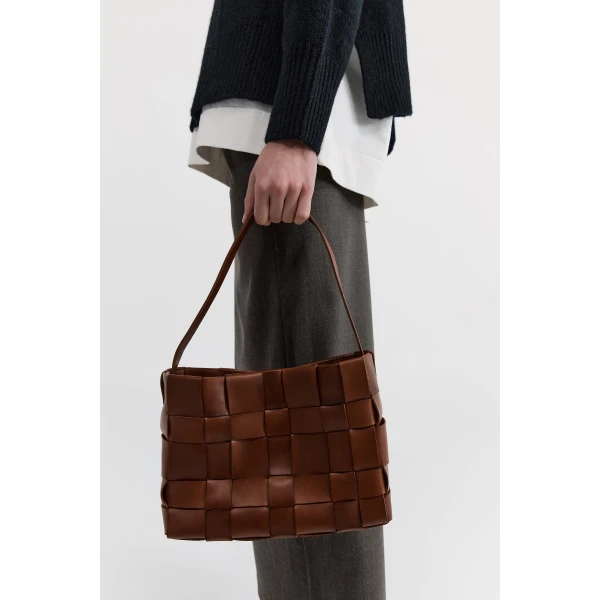 St. Agni Woven Mini Tote in Chestnut, view 3