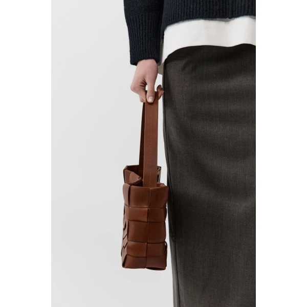 St. Agni Woven Mini Tote in Chestnut, view 4