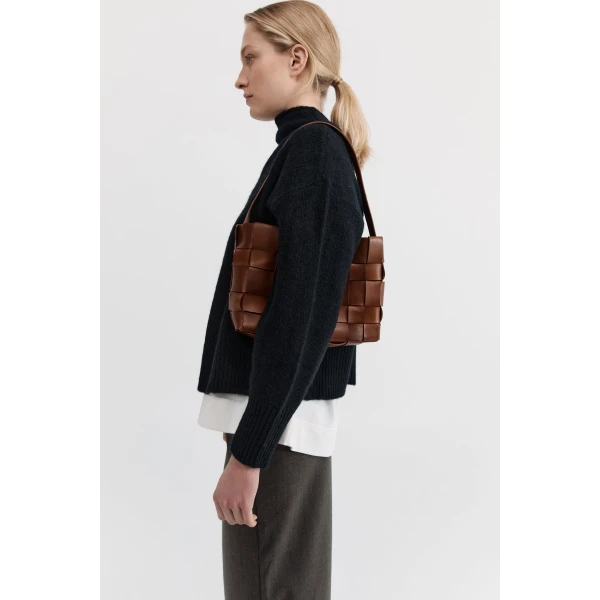 St. Agni Woven Mini Tote in Chestnut, view 6