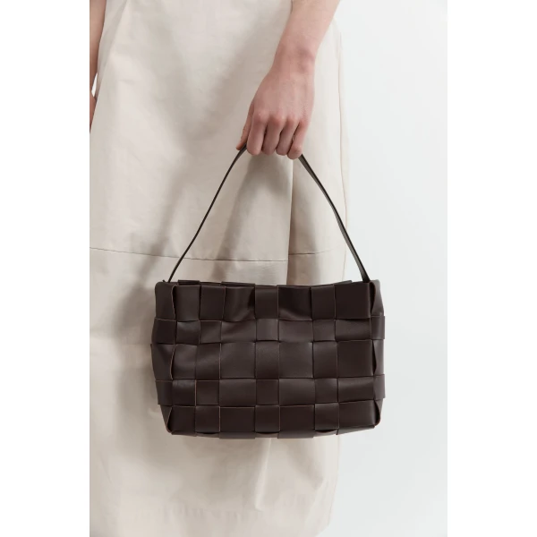 St. Agni Woven Mini Tote in Chocolate, view 3