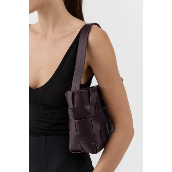 St. Agni Woven Mini Tote in Plum, view 4