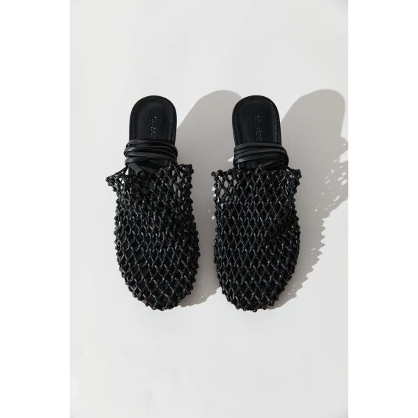 St. Agni Woven Mule Heel in Black, view 5