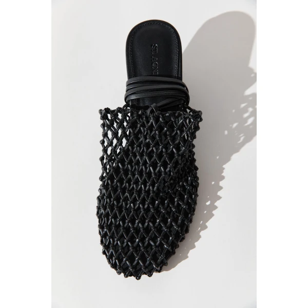 St. Agni Woven Mule Heel in Black, view 6