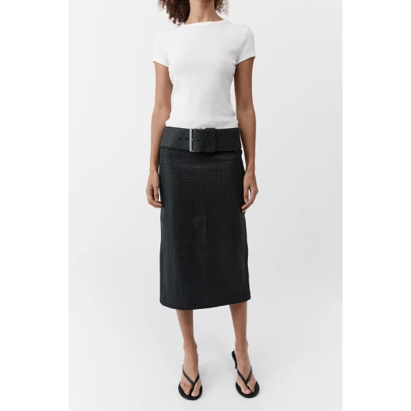 St. Agni Woven Wide Belt in Black, view 3