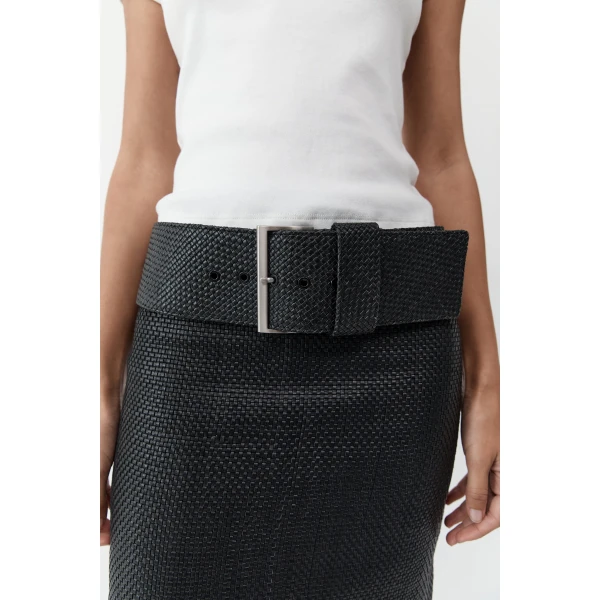 St. Agni Woven Wide Belt in Black, view 5