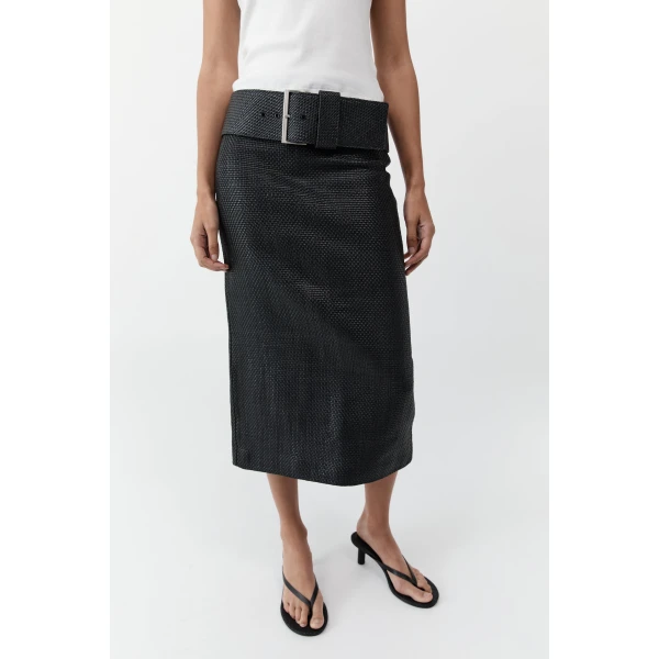 St. Agni Woven Wide Belt in Black, view 6