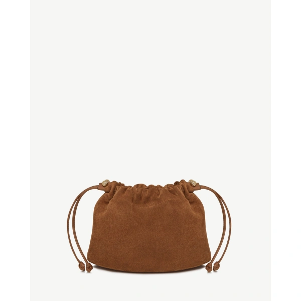 Strathberry Charlotte Drawstring in Tan Suede, view 2 | Crossbody Bag