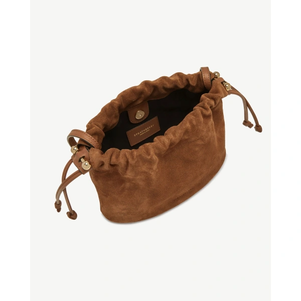 Strathberry Charlotte Drawstring in Tan Suede, view 4 | Crossbody Bag