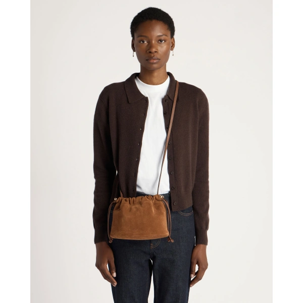 Strathberry Charlotte Drawstring in Tan Suede, view 7 | Crossbody Bag