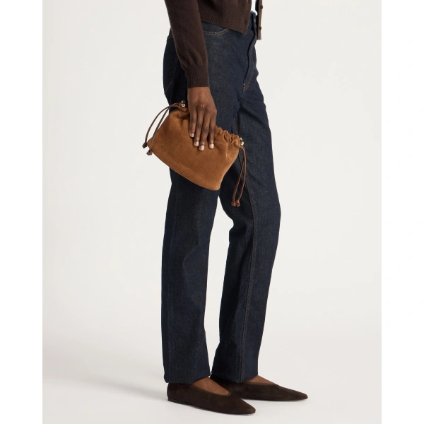Strathberry Charlotte Drawstring in Tan Suede, view 8 | Crossbody Bag