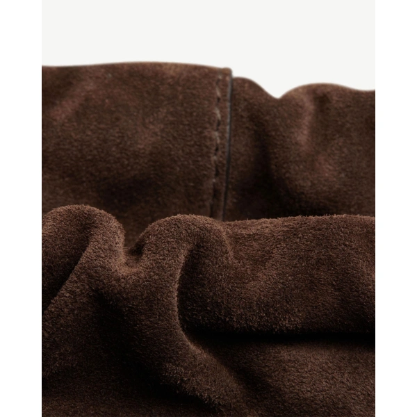 Strathberry Charlotte Midi Drawstring in Chocolate Suede, view 8 | Shoulder Bag