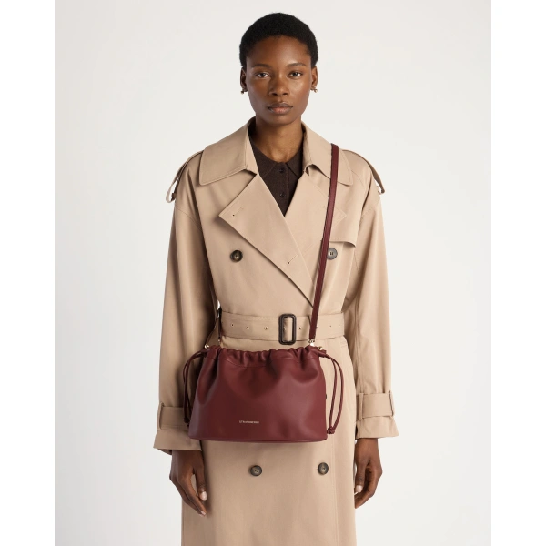 Strathberry Charlotte Midi Drawstring in Oxblood, view 12 | Shoulder Bag