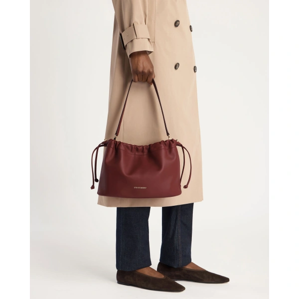 Strathberry Charlotte Midi Drawstring in Oxblood, view 13 | Shoulder Bag