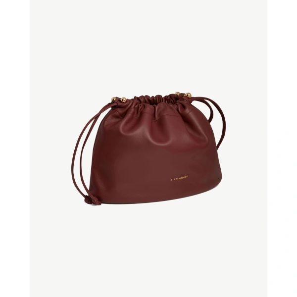 Strathberry Charlotte Midi Drawstring in Oxblood, view 3 | Shoulder Bag
