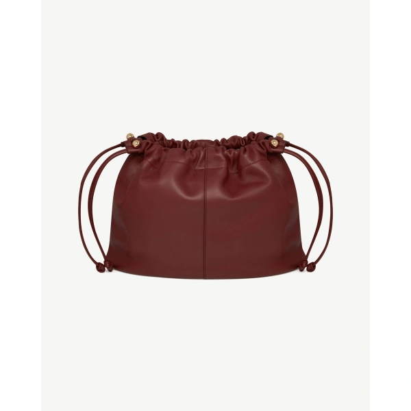 Strathberry Charlotte Midi Drawstring in Oxblood, view 4 | Shoulder Bag