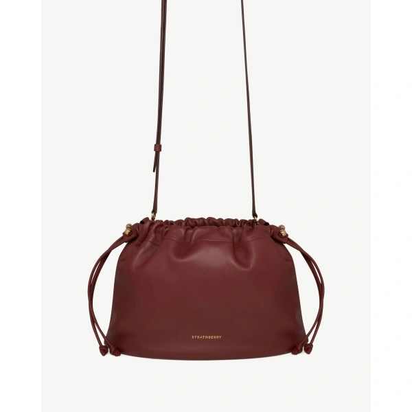 Strathberry Charlotte Midi Drawstring in Oxblood, view 5 | Shoulder Bag