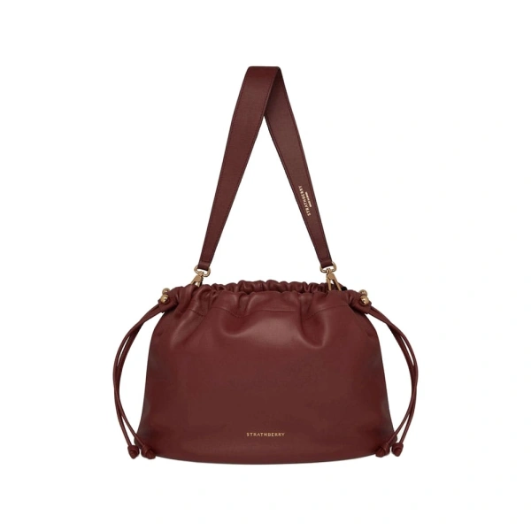 Strathberry Charlotte Midi Drawstring in Oxblood | Shoulder Bag