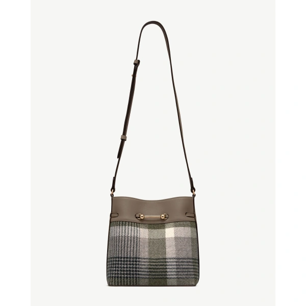 Strathberry Corda Bucket in Strathberry Tartan Taupe, view 2 | Bucket Bag