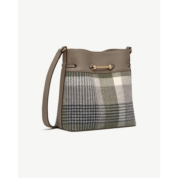Strathberry Corda Bucket in Strathberry Tartan Taupe, view 3 | Bucket Bag