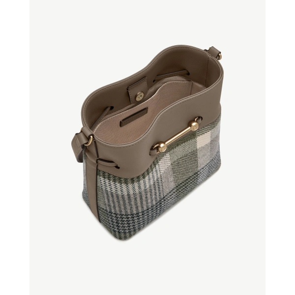 Strathberry Corda Bucket in Strathberry Tartan Taupe, view 5 | Bucket Bag