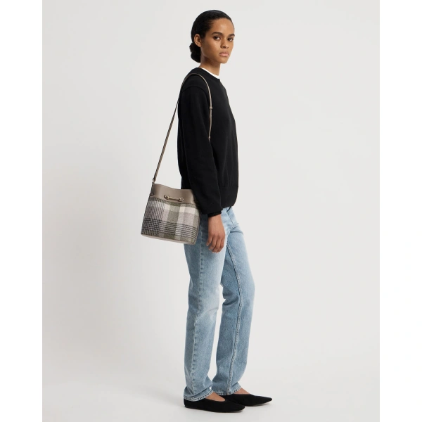 Strathberry Corda Bucket in Strathberry Tartan Taupe, view 7 | Bucket Bag