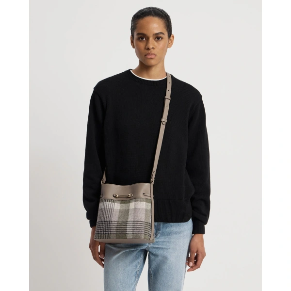 Strathberry Corda Bucket in Strathberry Tartan Taupe, view 8 | Bucket Bag