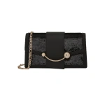 Strathberry Crescent on a Chain in Black Sequins | Clutch Bag