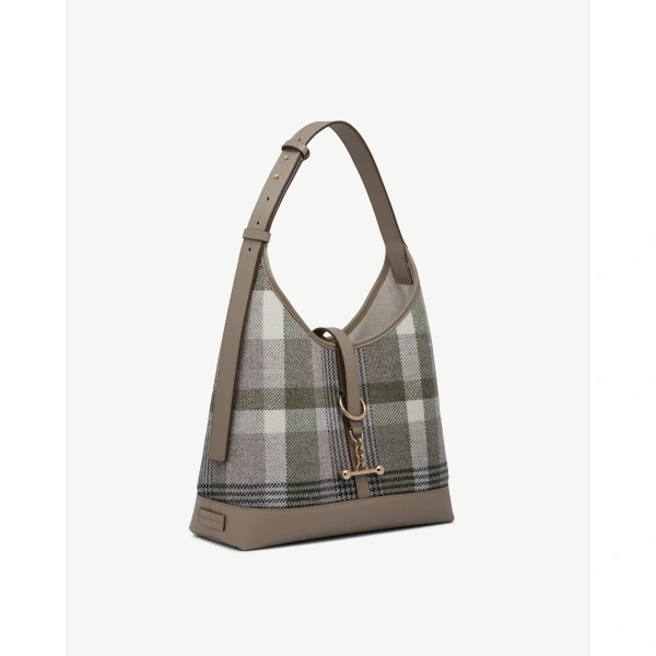 Strathberry Kite Hobo in Strathberry Tartan Taupe, view 3 | Crossbody Bag