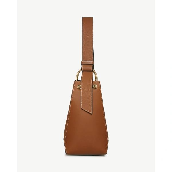 Strathberry Lana Midi Bucket Bag in Tan with Vanilla Stitch, view 4 | Shoulder Bag