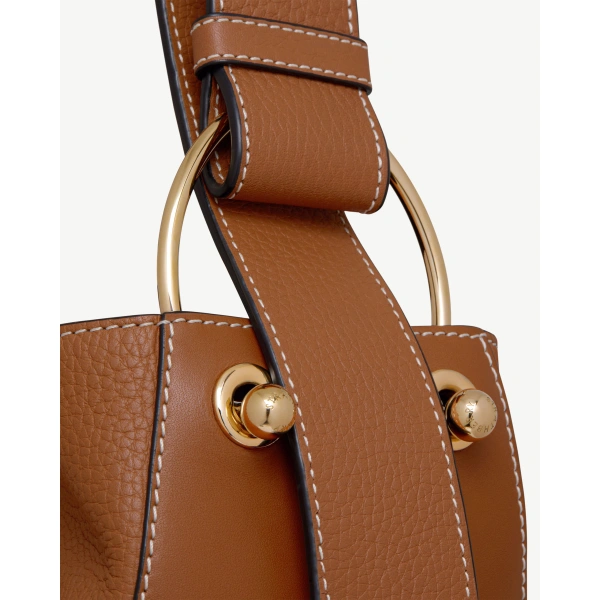 Strathberry Lana Midi Bucket Bag in Tan with Vanilla Stitch, view 6 | Shoulder Bag