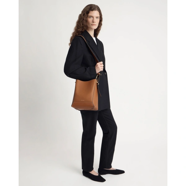 Strathberry Lana Midi Bucket Bag in Tan with Vanilla Stitch, view 7 | Shoulder Bag