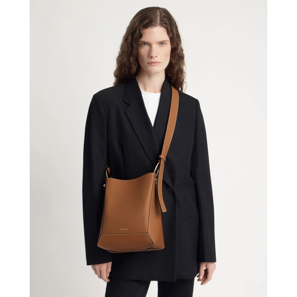 Strathberry Lana Midi Bucket Bag in Tan with Vanilla Stitch, view 9 | Shoulder Bag