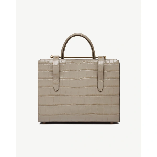Strathberry Midi Tote in Croc-embossed Leather Light Taupe, view 4 | Tote Bag