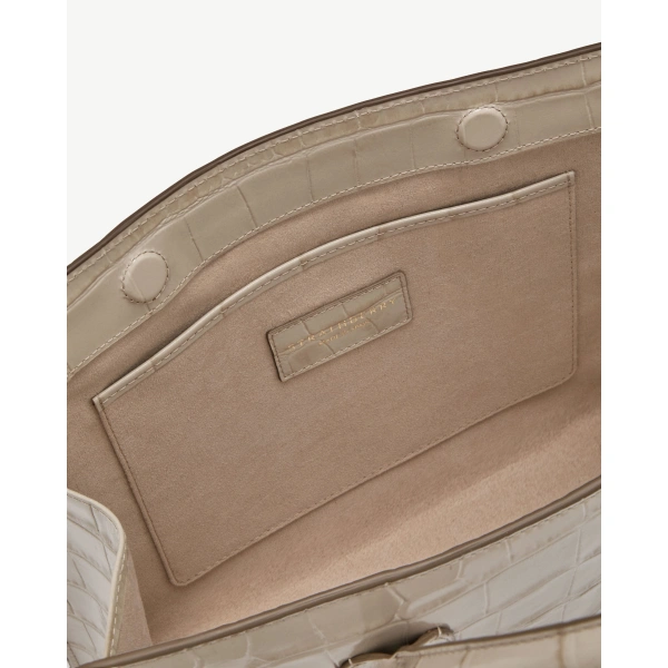 Strathberry Midi Tote in Croc-embossed Leather Light Taupe, view 7 | Tote Bag