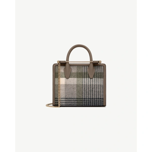 Strathberry Mini Tote in Strathberry Tartan Taupe, view 2 | Crossbody Bag