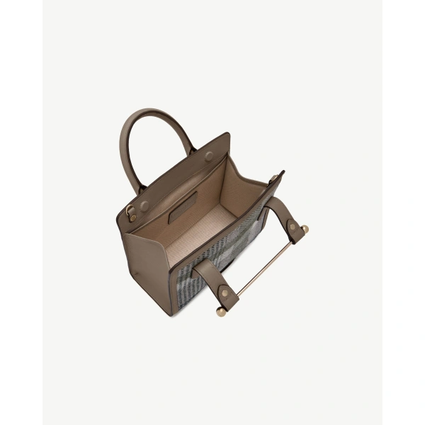 Strathberry Mini Tote in Strathberry Tartan Taupe, view 3 | Crossbody Bag