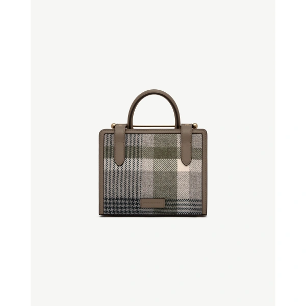 Strathberry Mini Tote in Strathberry Tartan Taupe, view 4 | Crossbody Bag