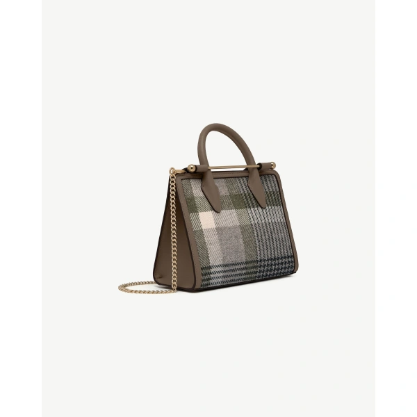 Strathberry Mini Tote in Strathberry Tartan Taupe, view 5 | Crossbody Bag