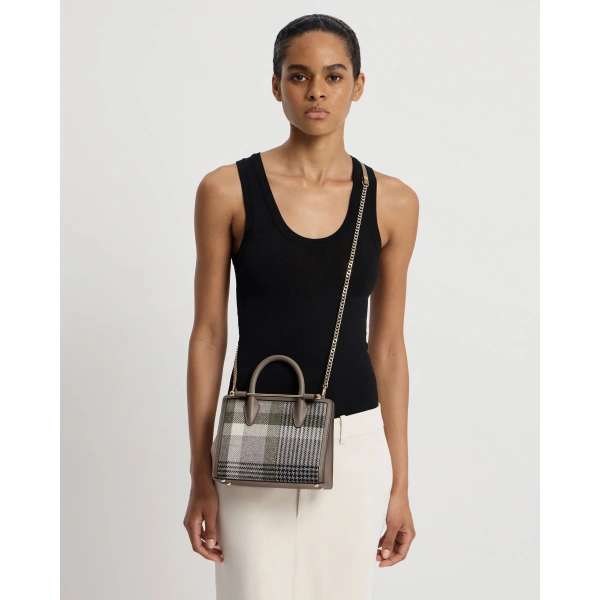 Strathberry Mini Tote in Strathberry Tartan Taupe, view 8 | Crossbody Bag