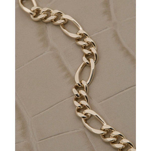 Strathberry Multrees Chain Wallet in Croc-embossed Leather Light Taupe, view 6 | Crossbody Bag
