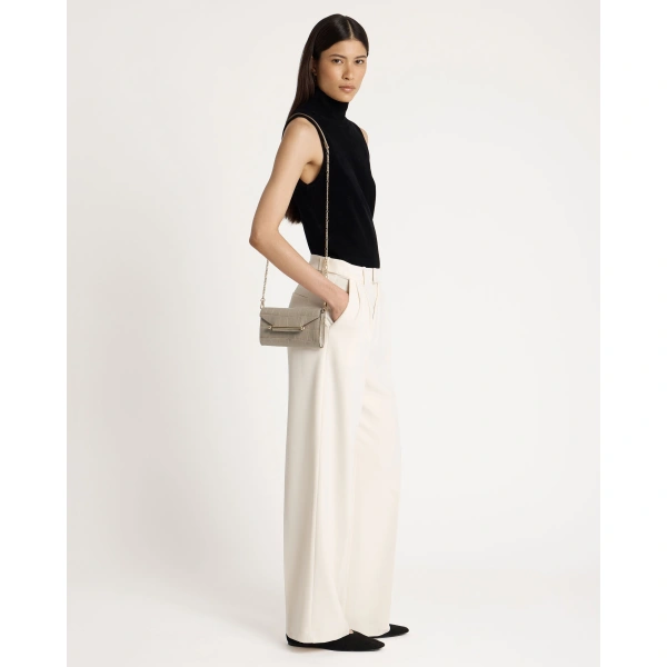 Strathberry Multrees Chain Wallet in Croc-embossed Leather Light Taupe, view 9 | Crossbody Bag